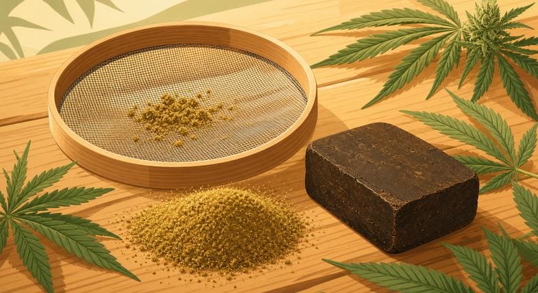 haszysz-cbd-metody-wytwarzania Tradycyjne metody wytwarzania haszyszu CBD: przesiewanie trichomów, ucieranie i prasowanie