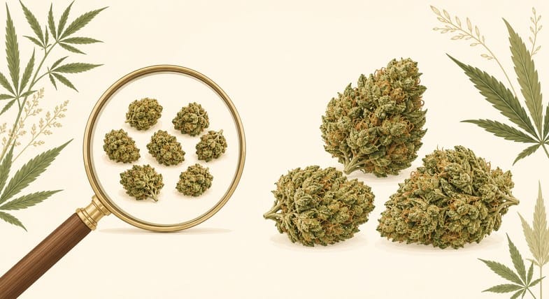 small-buds-vs-susz-cbd Porównanie małych kwiatów CBD (popcorn) z większymi kwiatami konopi